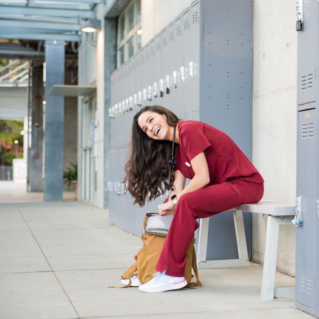 flattering burgundy red scrubs for women