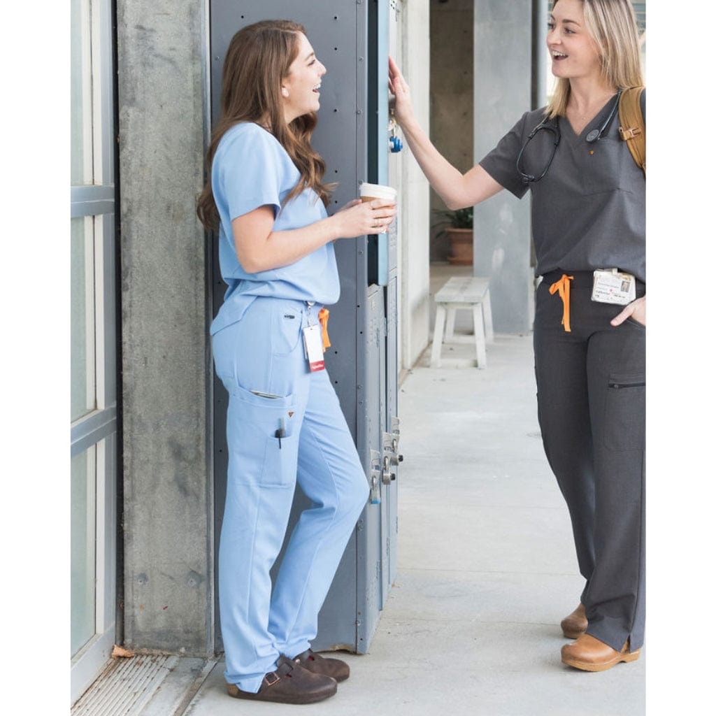 slim fit scrubs for women in light blue