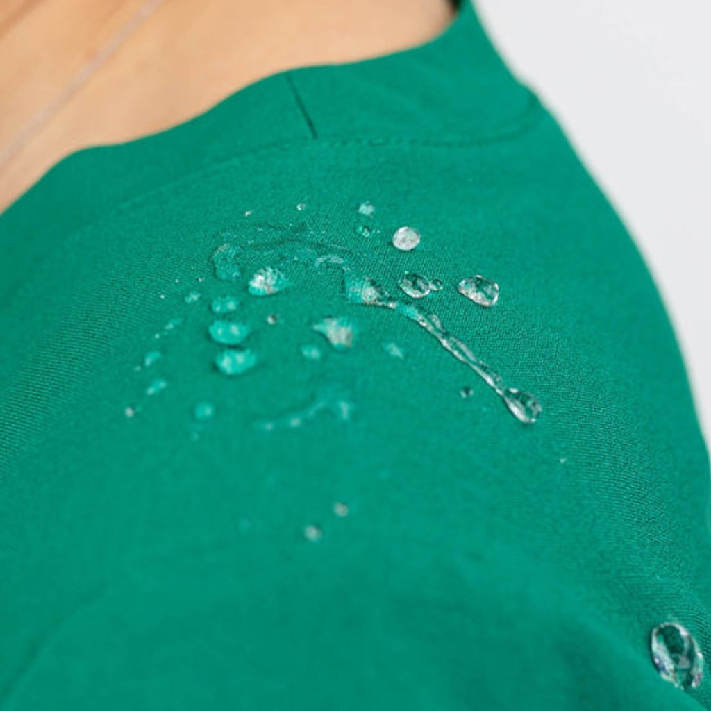 Hunter Green scrubs fabric close up
