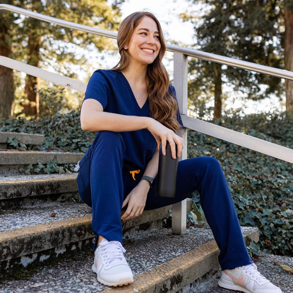 Navy Blue slim fit scrubs for women