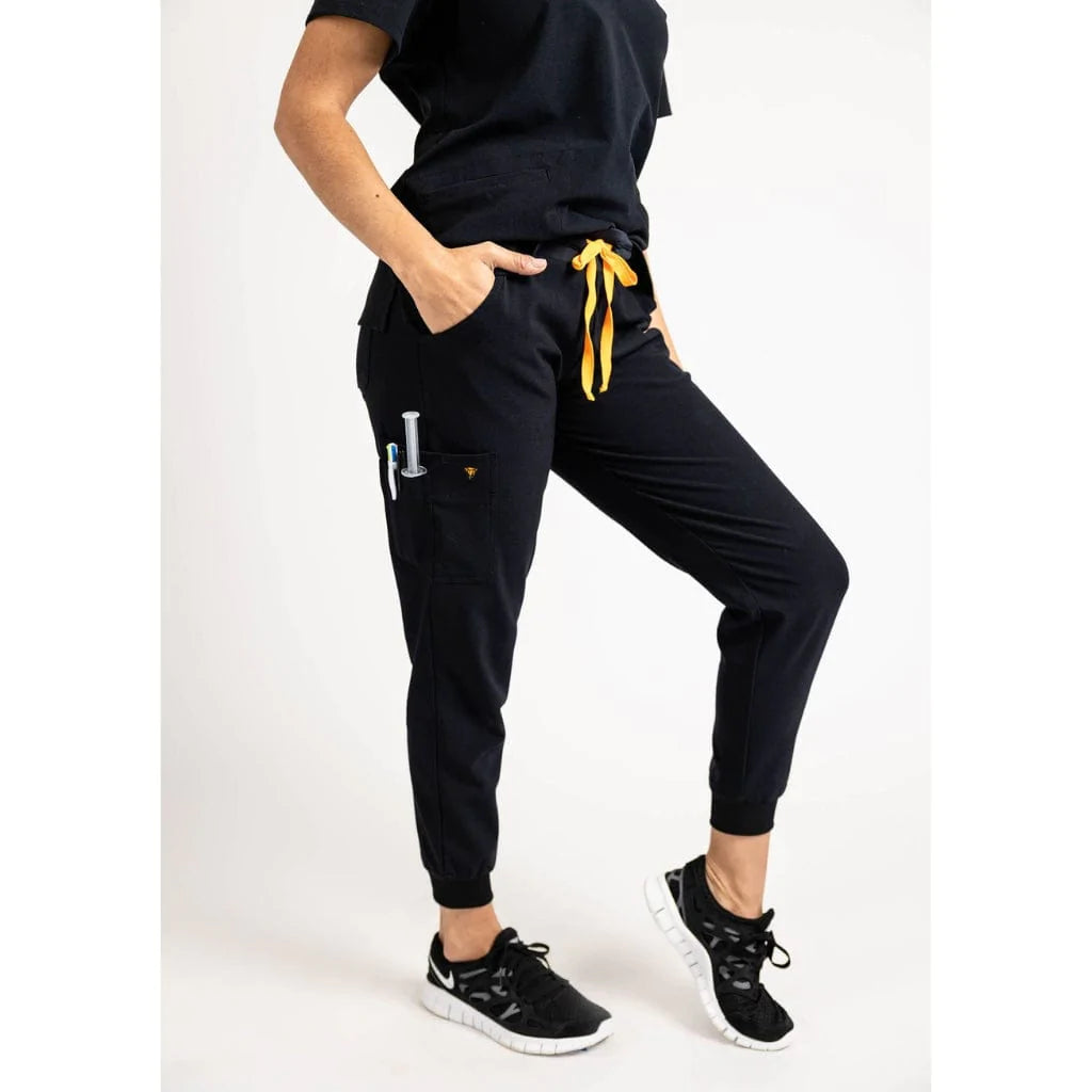 The Hatton - Black Jogger Medical Scrub Pants for Women