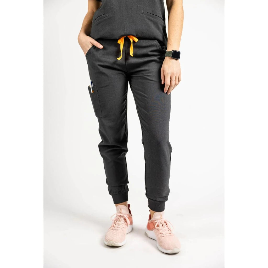 Charcoal Grey Joggers With Pockets, Drawstring Athleisure Wear
