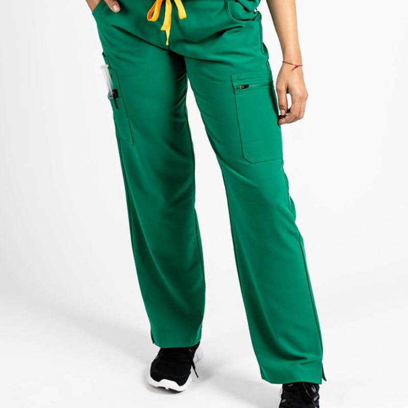 traditional hunter green scrubs. flattering for women
