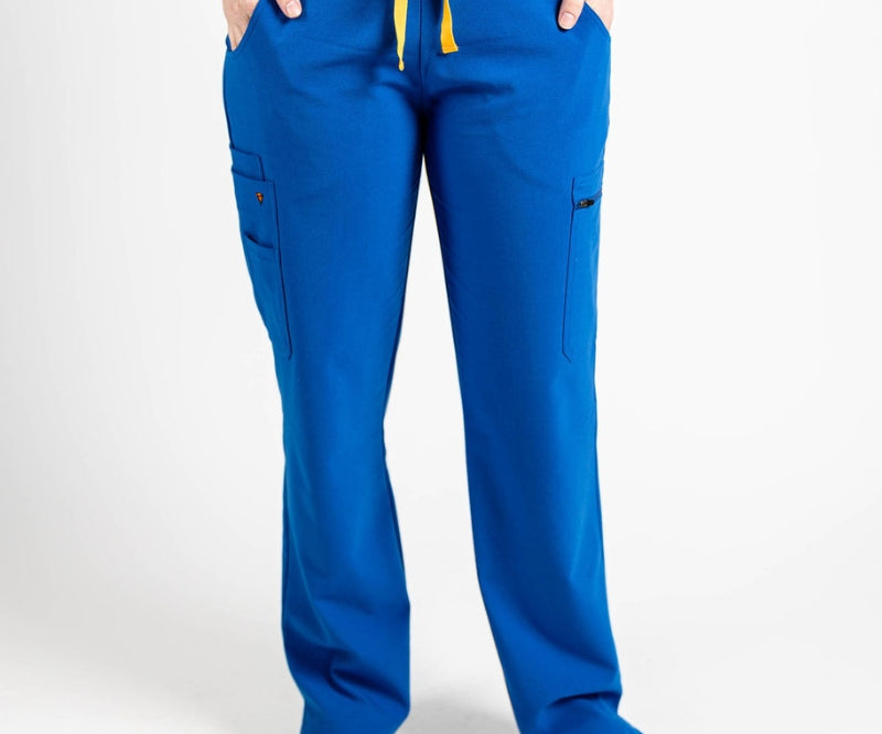 classic fit scrub pants for women in royal blue