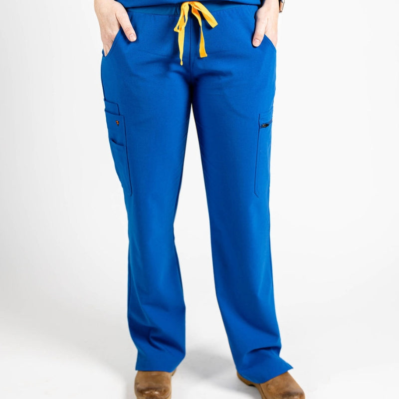 classic fit scrub pants for women in royal blue