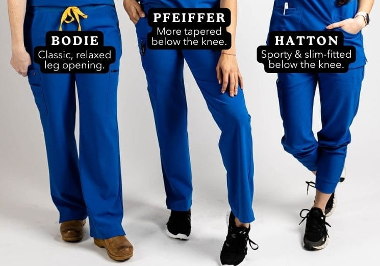 Scrubs bottoms comparison chart image