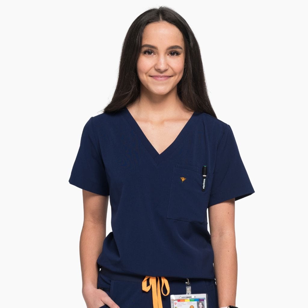 the wilder navy v-neck scrubs for women