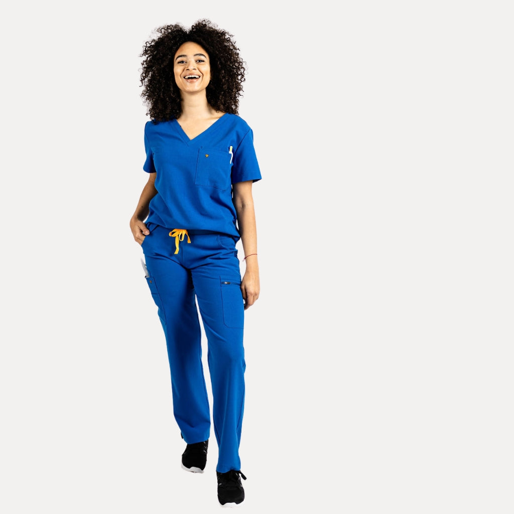 royal blue slim fit scrubs for women