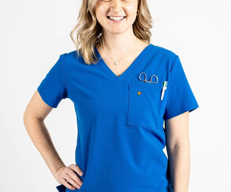 royal blue v-neck scrubs for women