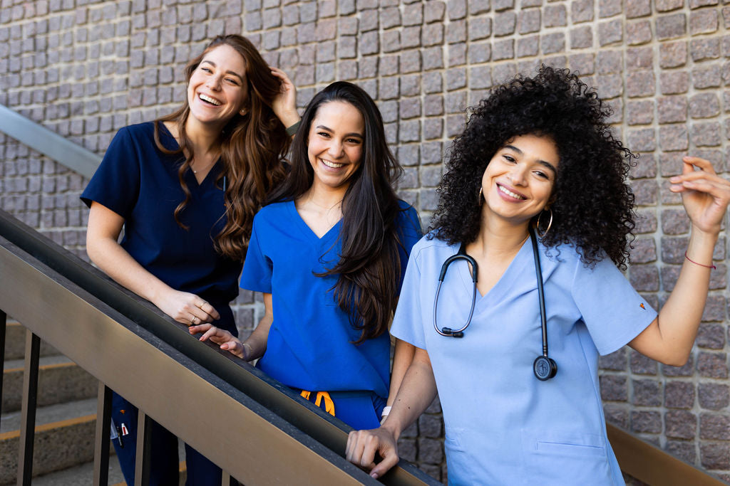 royal blue, navy, and ceil blue scrubs for women
