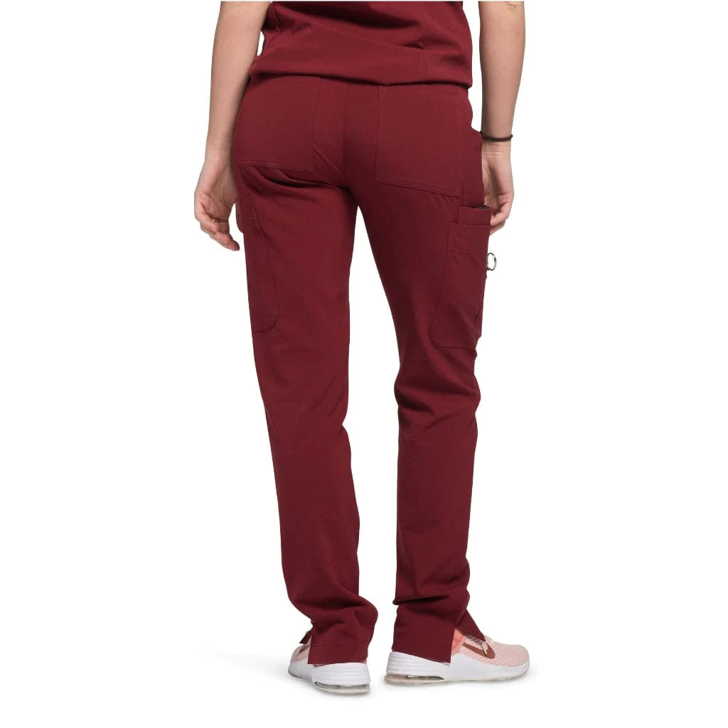 Backside picture of the the Pfeiffer scrub pants in burgundy.