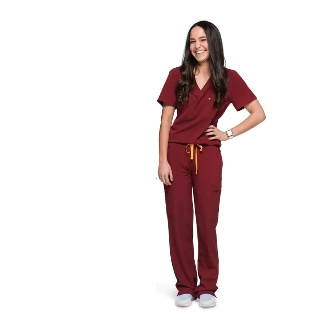 Bodie - Burgundy Medical Scrub Pants for Women - Regular Fit