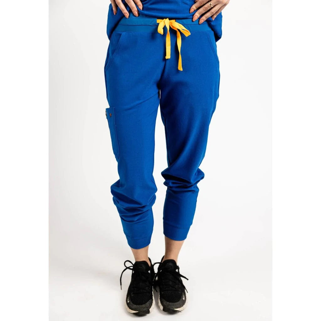 Lower body picture of the the Hatton jogger scrub pants in royal blue.