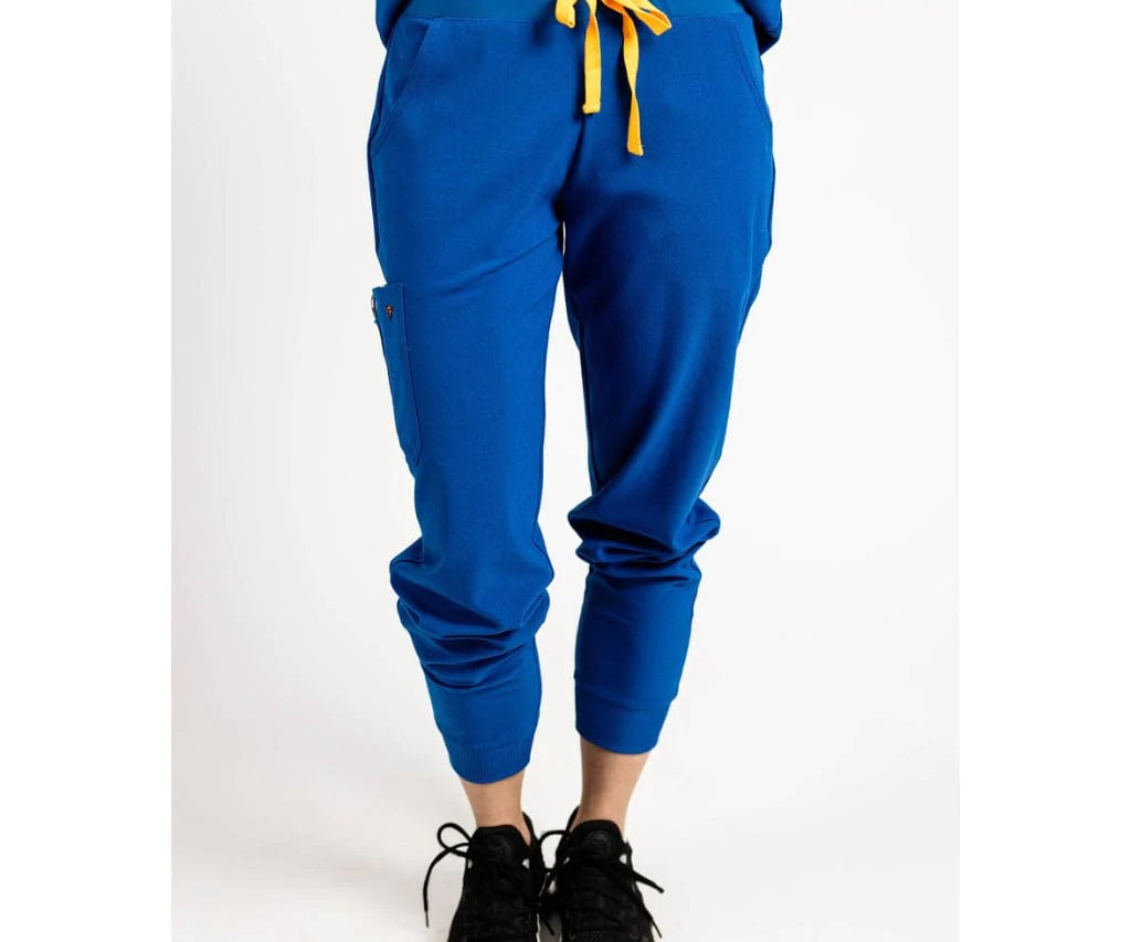 Lower body picture of the the Hatton jogger scrub pants in royal blue.