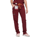 Lower front picture of the the Pfeiffer scrub pants in burgundy.