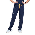 Lower front picture of the the Pfeiffer scrub pants in navy blue.