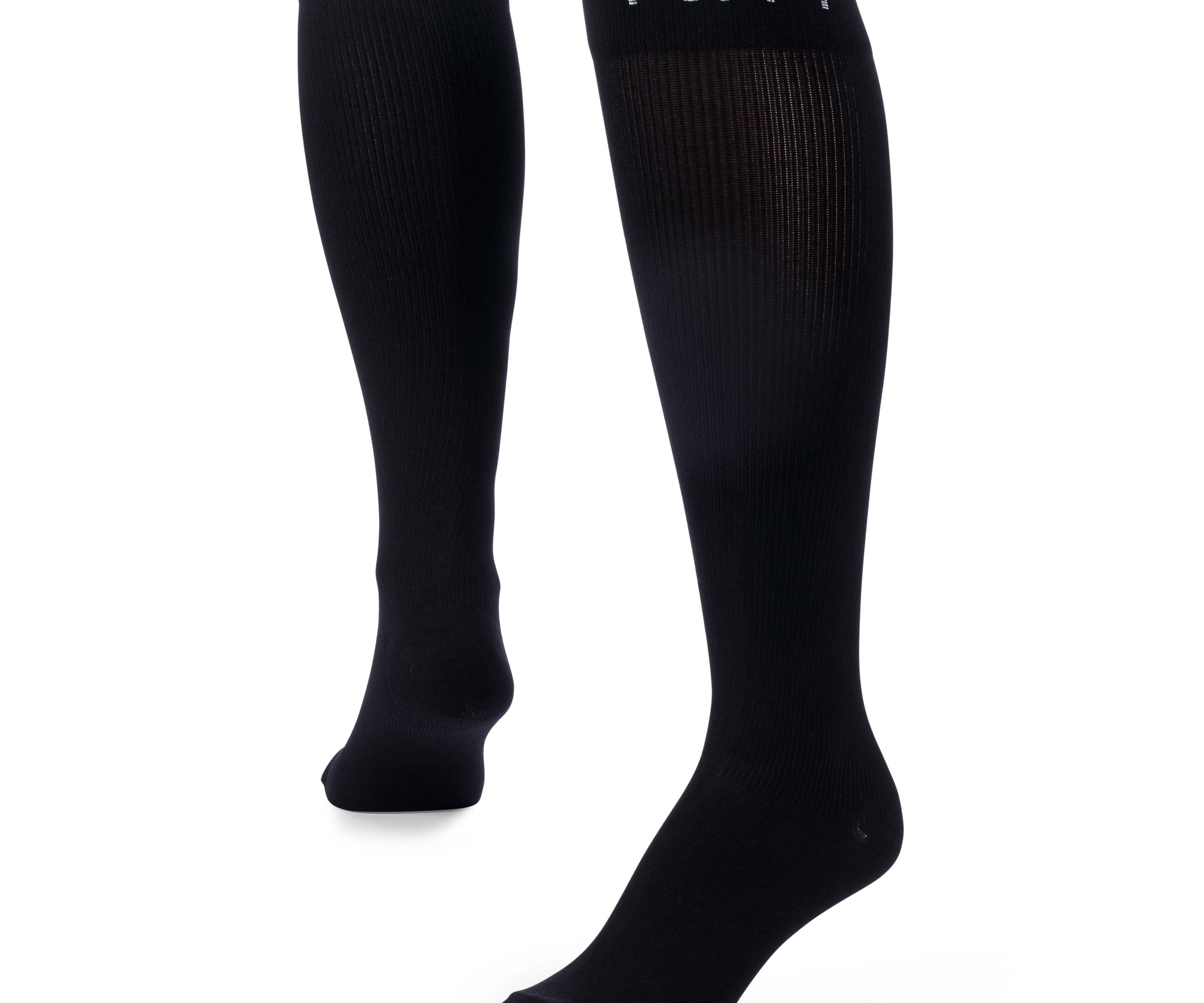 Ankle and heel detail photo for premium black compression socks.