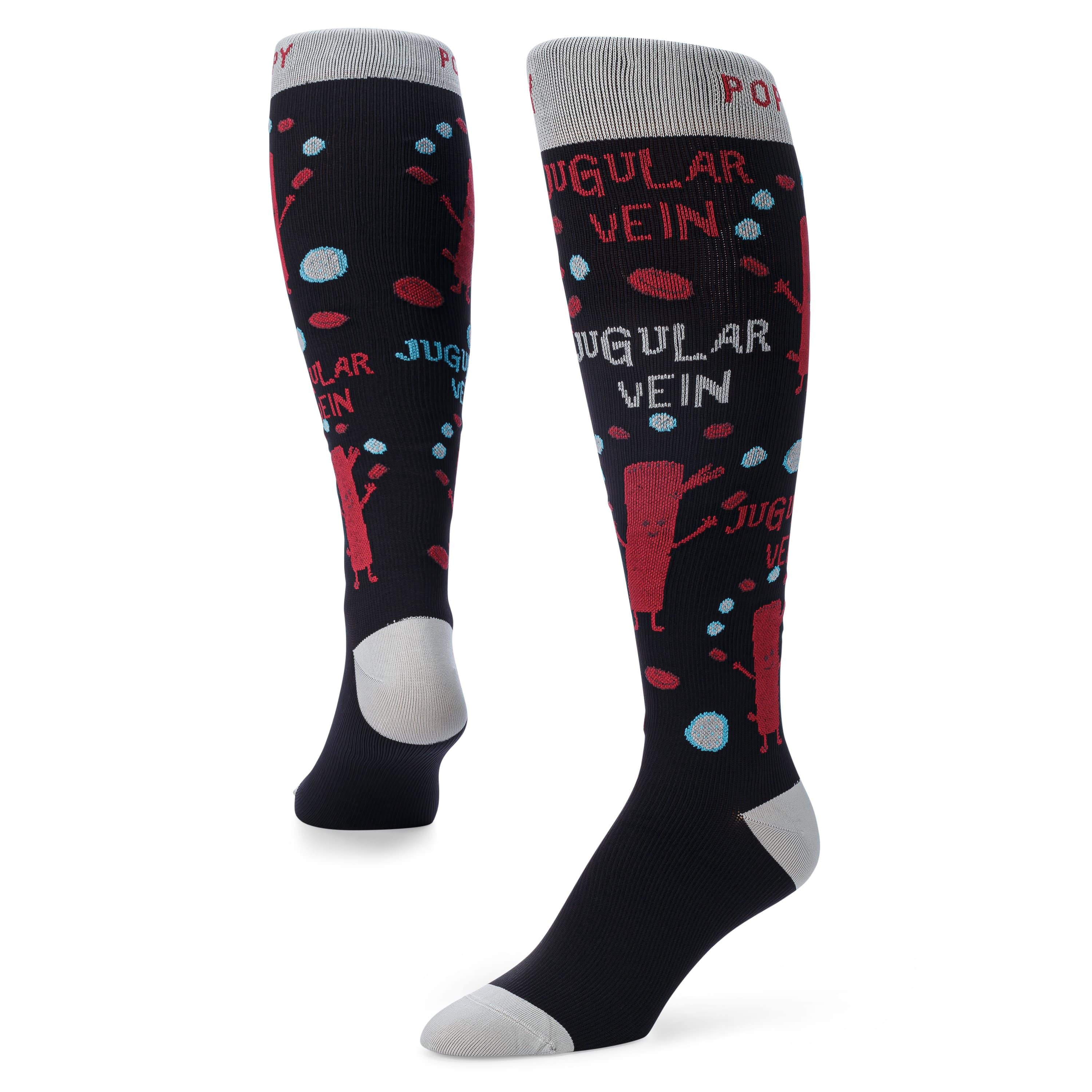 Ankle and heel detail photo for jugular vein compression socks.