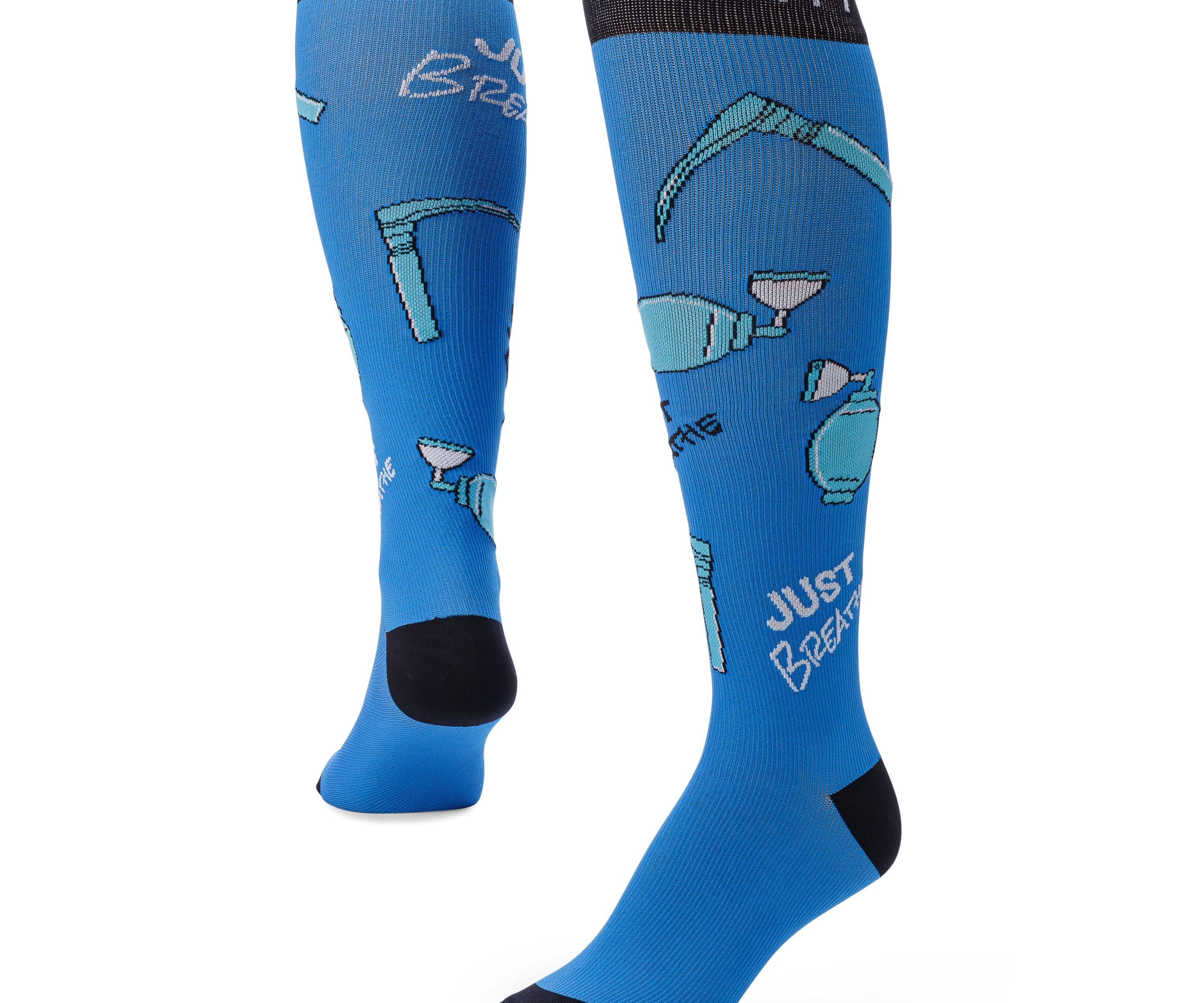 Ankle and heel detail photo for just breathe compression socks.