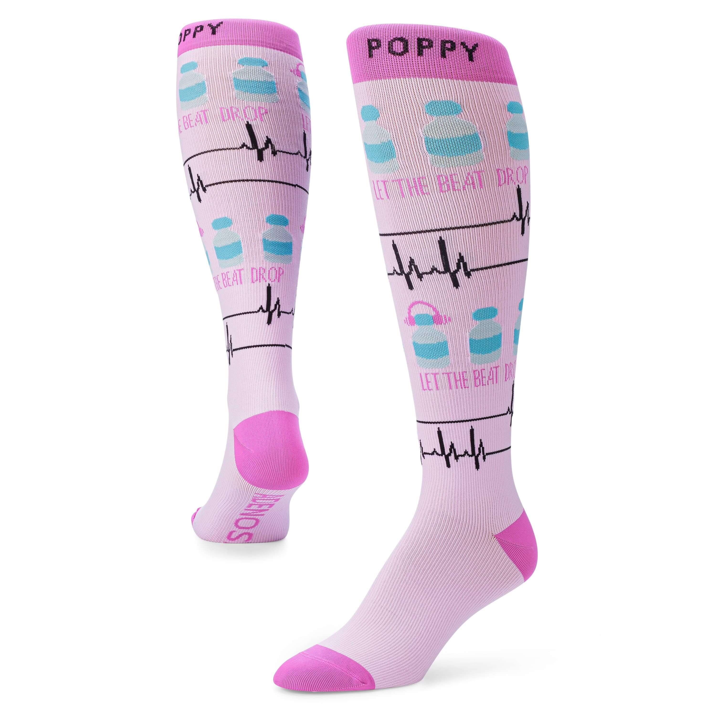 Ankle and heel detail photo for let the beat drop compression socks.