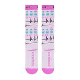 Laydown flat photo for let the beat drop compression socks.