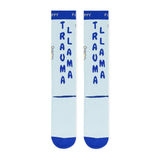 Laydown flat detail photo for Trauma Llama compression socks.
