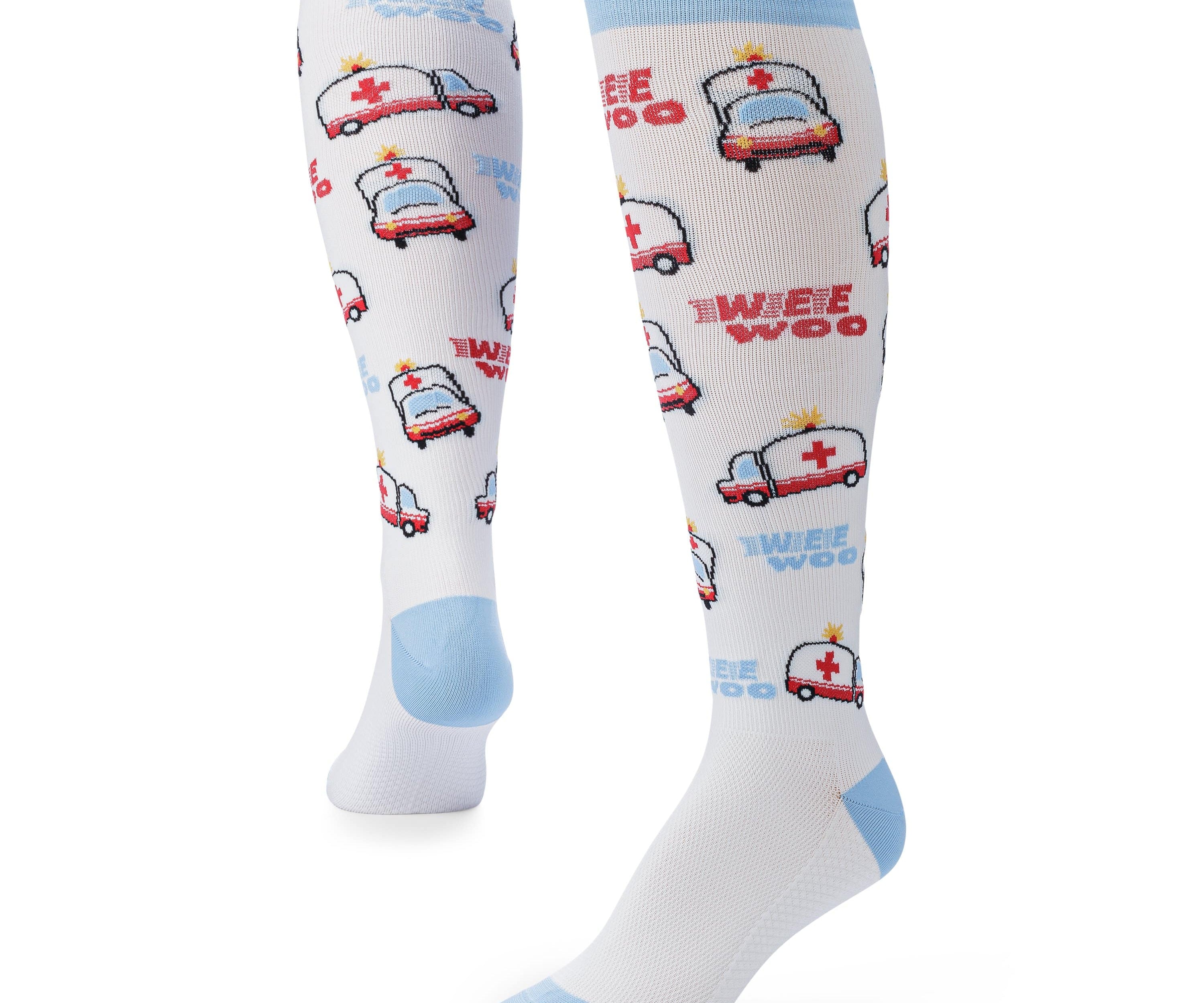Ankle and heel detail photo of Wee Woo compression socks.